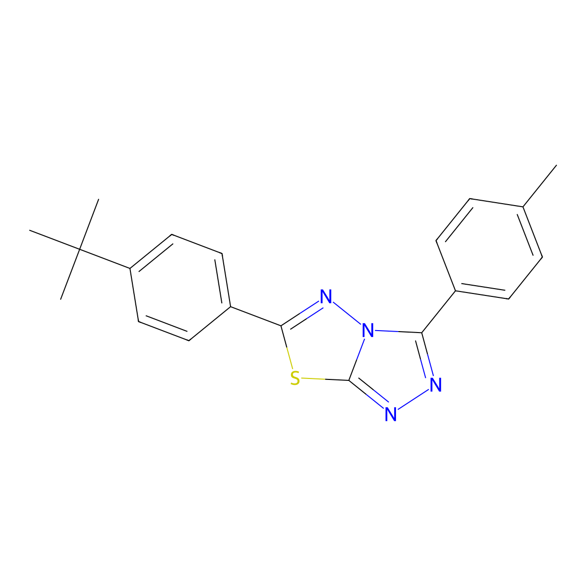 6-(4-Tert-butylphenyl)-3-(4-methylphenyl)[1,2,4]triazolo[3,4-b][1,3,4]thiadiazole molecular structure, CAS 825604-37-3