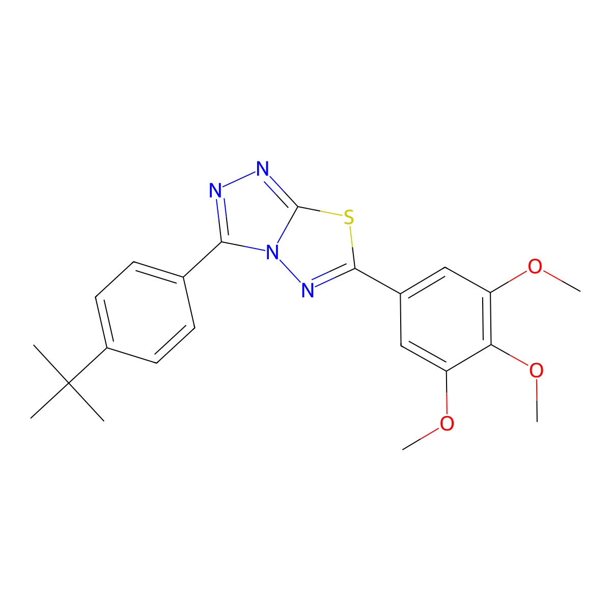 3-(4-Tert-butylphenyl)-6-(3,4,5-trimethoxyphenyl)[1,2,4]triazolo[3,4-b][1,3,4]thiadiazole molecular structure, CAS 825604-38-4