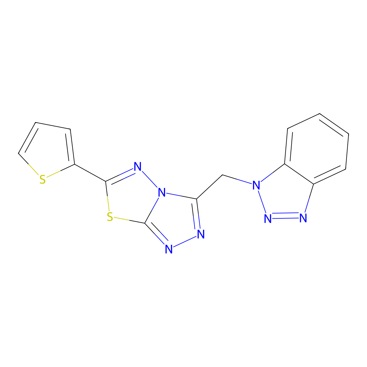 3-(1-Benzotriazolylmethyl)-6-thiophen-2-yl-[1,2,4]triazolo[3,4-b][1,3,4]thiadiazole molecular structure, CAS 825604-66-8