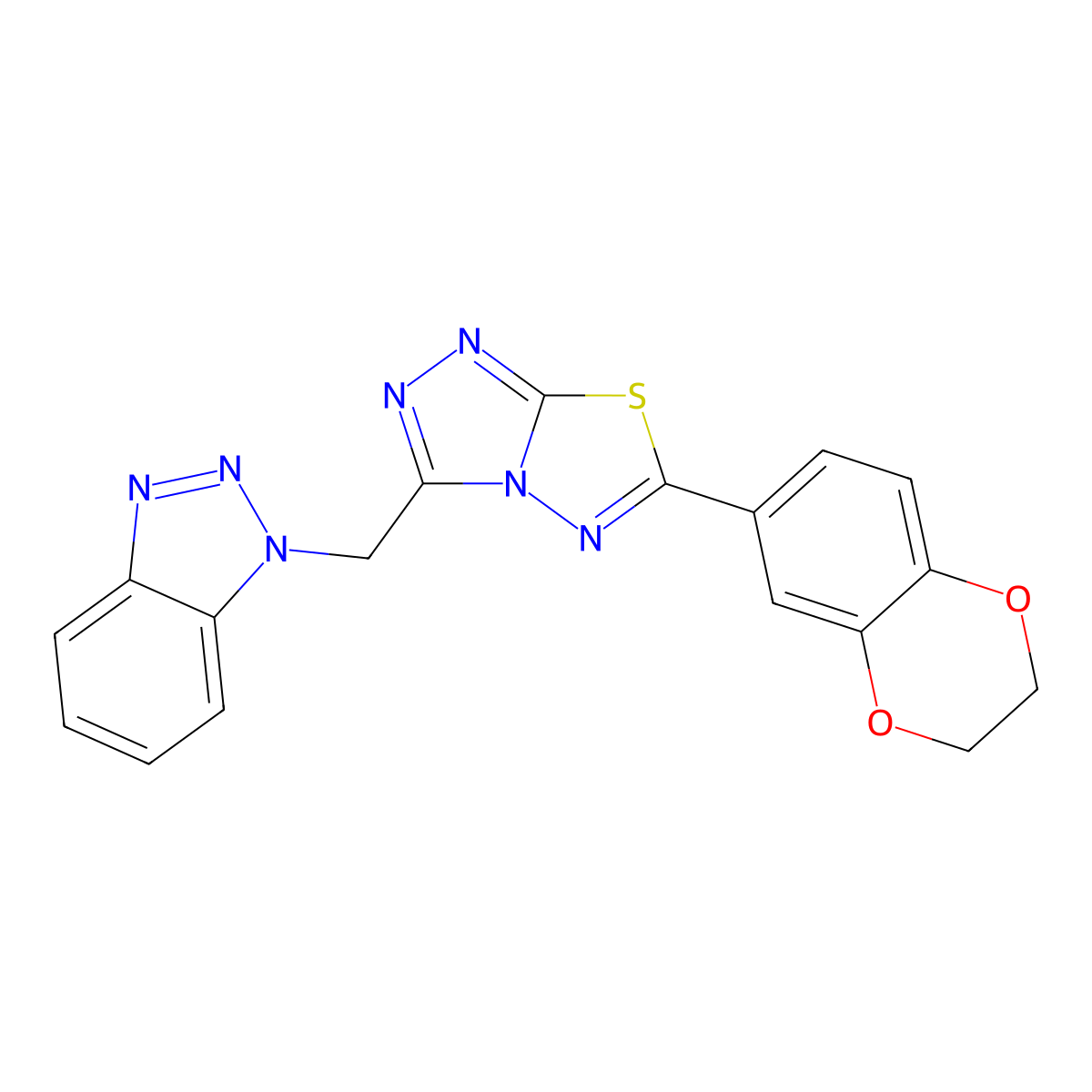 3-(Benzotriazol-1-ylmethyl)-6-(2,3-dihydro-1,4-benzodioxin-6-yl)-[1,2,4]triazolo[3,4-b][1,3,4]thiadiazole molecular structure, CAS 825604-67-9