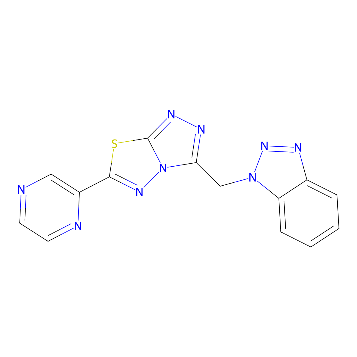 3-(Benzotriazol-1-ylmethyl)-6-pyrazin-2-yl-[1,2,4]triazolo[3,4-b][1,3,4]thiadiazole molecular structure, CAS 825604-70-4
