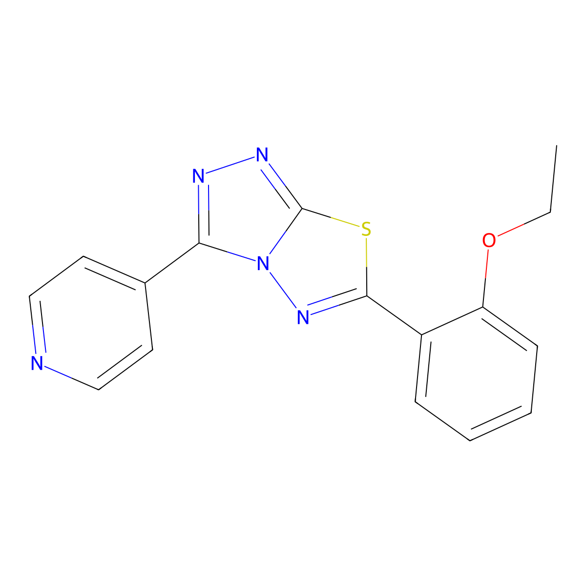 6-(2-Ethoxyphenyl)-3-pyridin-4-yl-[1,2,4]triazolo[3,4-b][1,3,4]thiadiazole molecular structure, CAS 825604-76-0