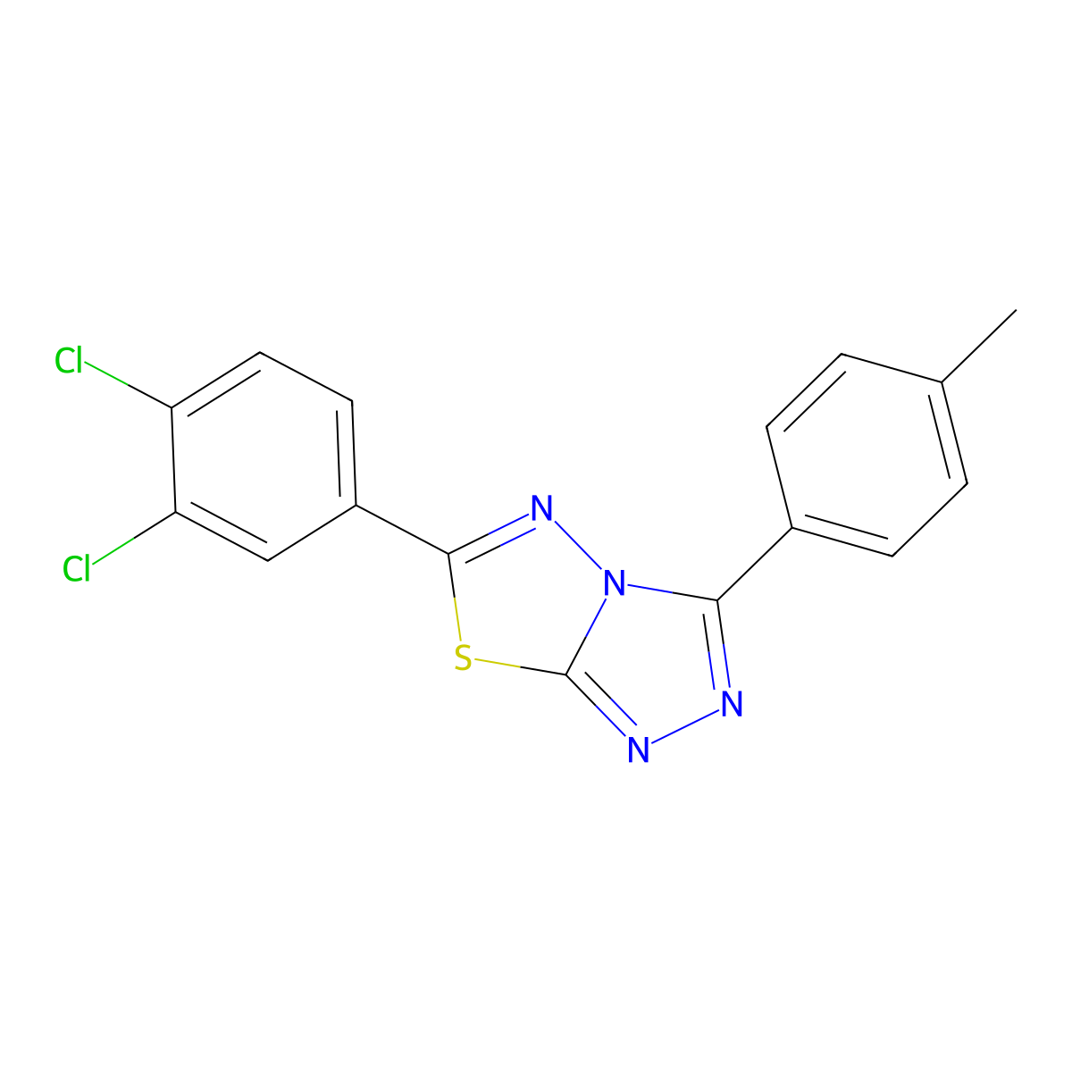 6-(3,4-Dichlorophenyl)-3-(4-methylphenyl)[1,2,4]triazolo[3,4-b][1,3,4]thiadiazole molecular structure, CAS 825604-80-6