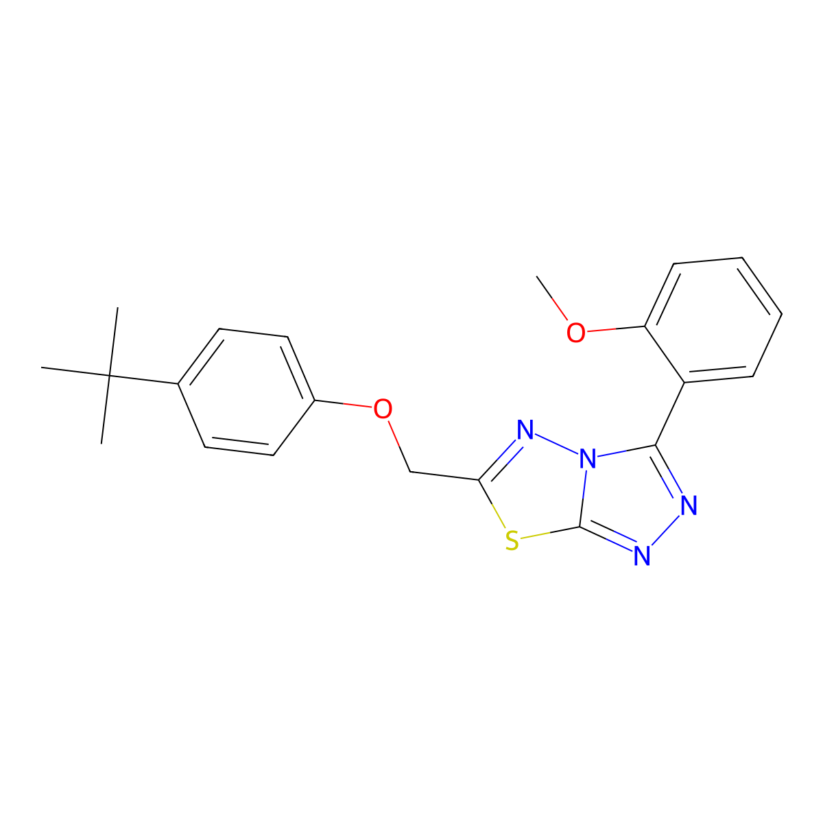 6-[(4-Tert-butylphenoxy)methyl]-3-(2-methoxyphenyl)-[1,2,4]triazolo[3,4-b][1,3,4]thiadiazole molecular structure, CAS 825604-87-3
