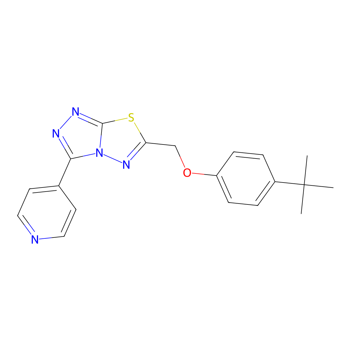 6-[(4-Tert-butylphenoxy)methyl]-3-pyridin-4-yl-[1,2,4]triazolo[3,4-b][1,3,4]thiadiazole molecular structure, CAS 825604-88-4
