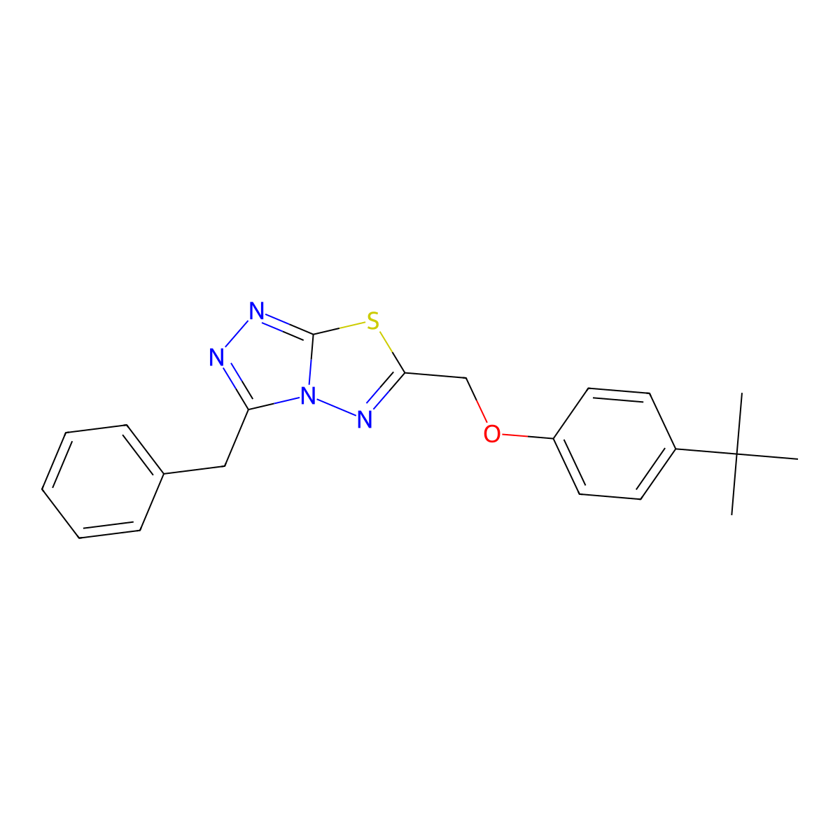 3-Benzyl-6-[(4-tert-butylphenoxy)methyl]-[1,2,4]triazolo[3,4-b][1,3,4]thiadiazole molecular structure, CAS 825604-89-5