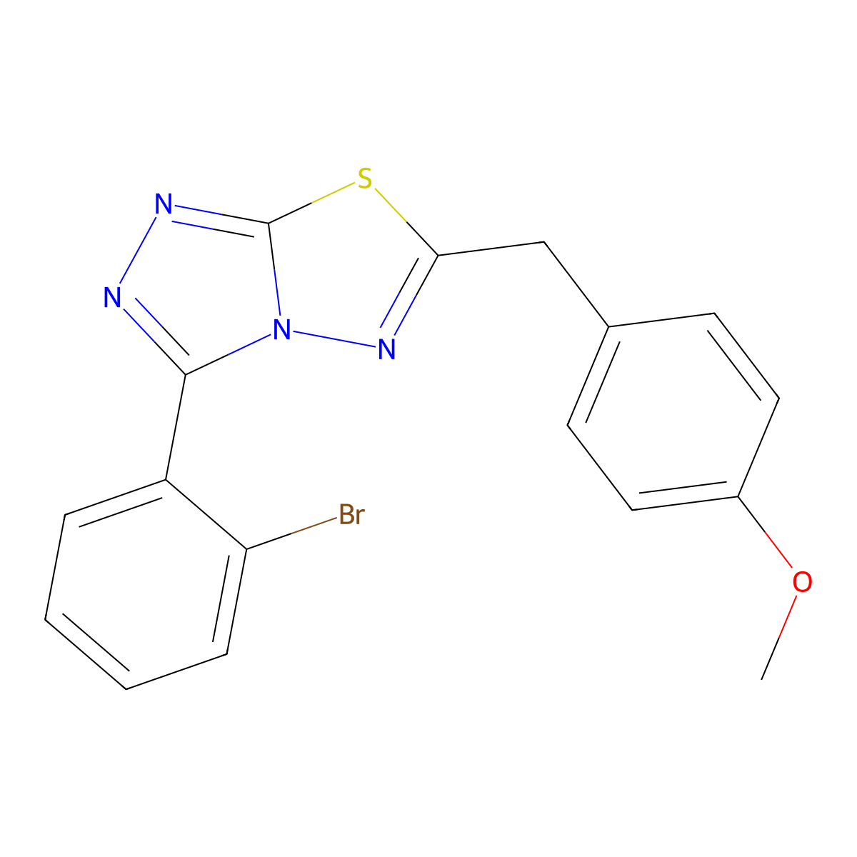 3-(2-Bromophenyl)-6-[(4-methoxyphenyl)methyl]-[1,2,4]triazolo[3,4-b][1,3,4]thiadiazole molecular structure, CAS 825604-90-8