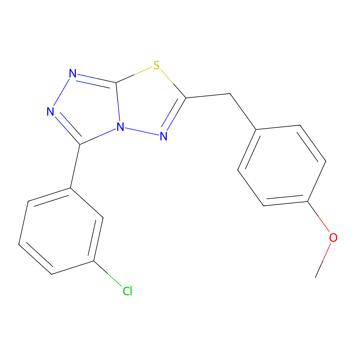 3-(3-Chlorophenyl)-6-[(4-methoxyphenyl)methyl]-[1,2,4]triazolo[3,4-b][1,3,4]thiadiazole molecular structure, CAS 825604-91-9
