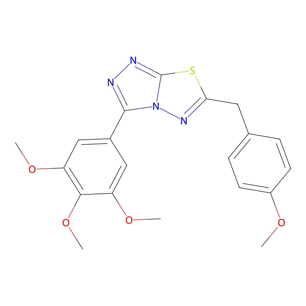 6-(4-Methoxybenzyl)-3-(3,4,5-trimethoxyphenyl)[1,2,4]triazolo[3,4-b][1,3,4]thiadiazole molecular structure, CAS 825604-92-0