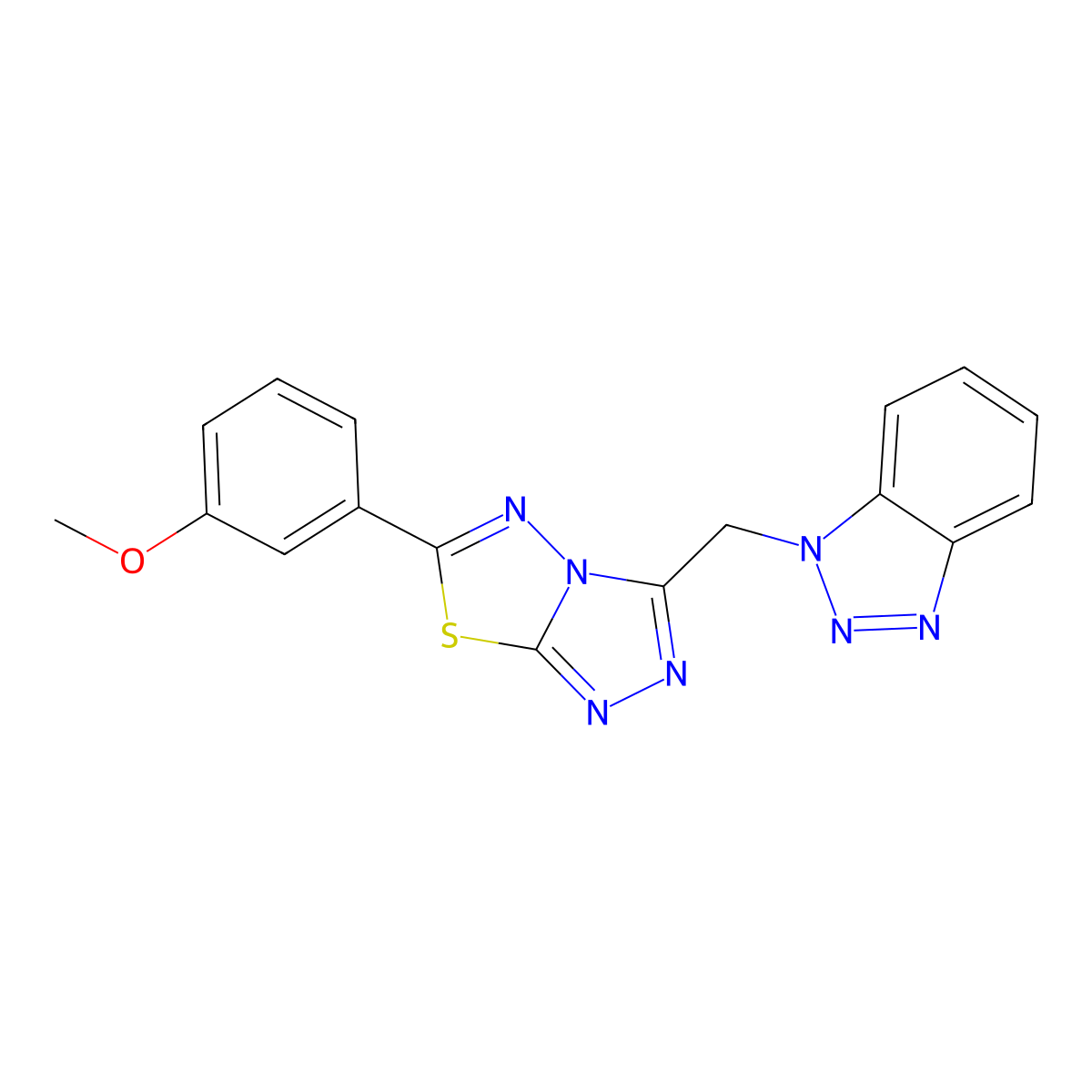 3-(Benzotriazol-1-ylmethyl)-6-(3-methoxyphenyl)-[1,2,4]triazolo[3,4-b][1,3,4]thiadiazole molecular structure, CAS 825604-95-3