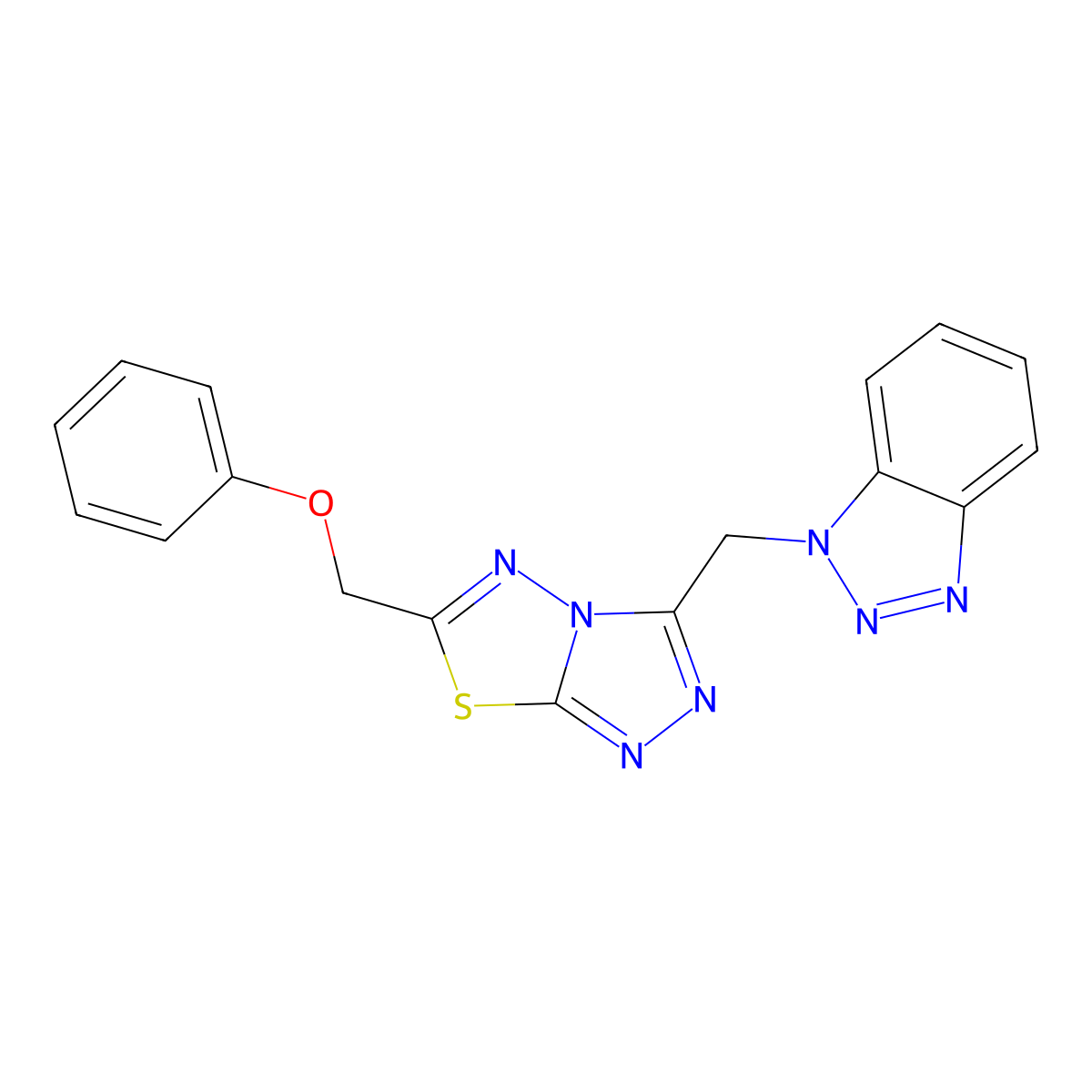 3-(Benzotriazol-1-ylmethyl)-6-(phenoxymethyl)-[1,2,4]triazolo[3,4-b][1,3,4]thiadiazole molecular structure, CAS 825604-99-7