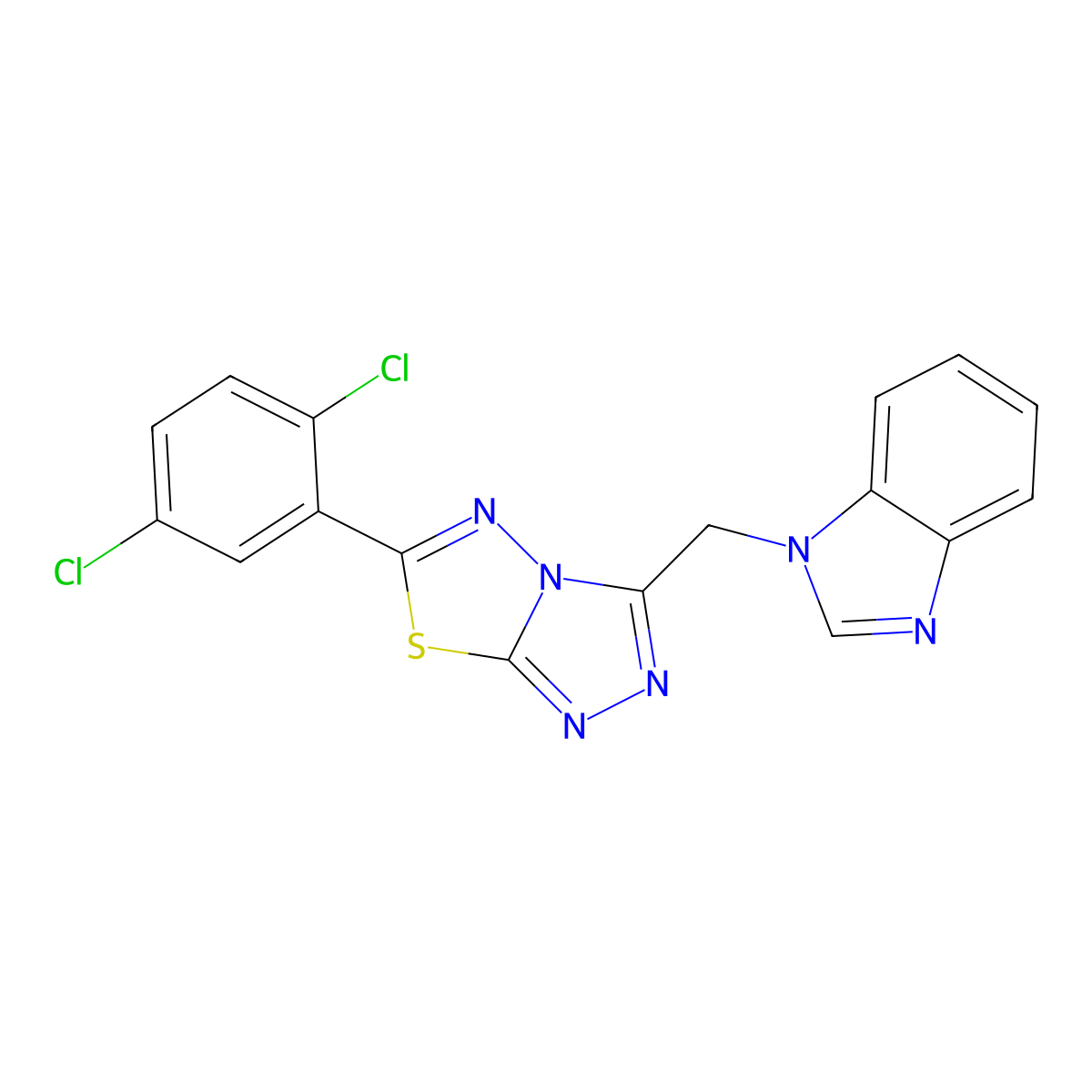 1-{[6-(2,5-dichlorophenyl)[1,2,4]triazolo[3,4-b][1,3,4]thiadiazol-3-yl]methyl}-1H-benzimidazole molecular structure, CAS 825605-10-5