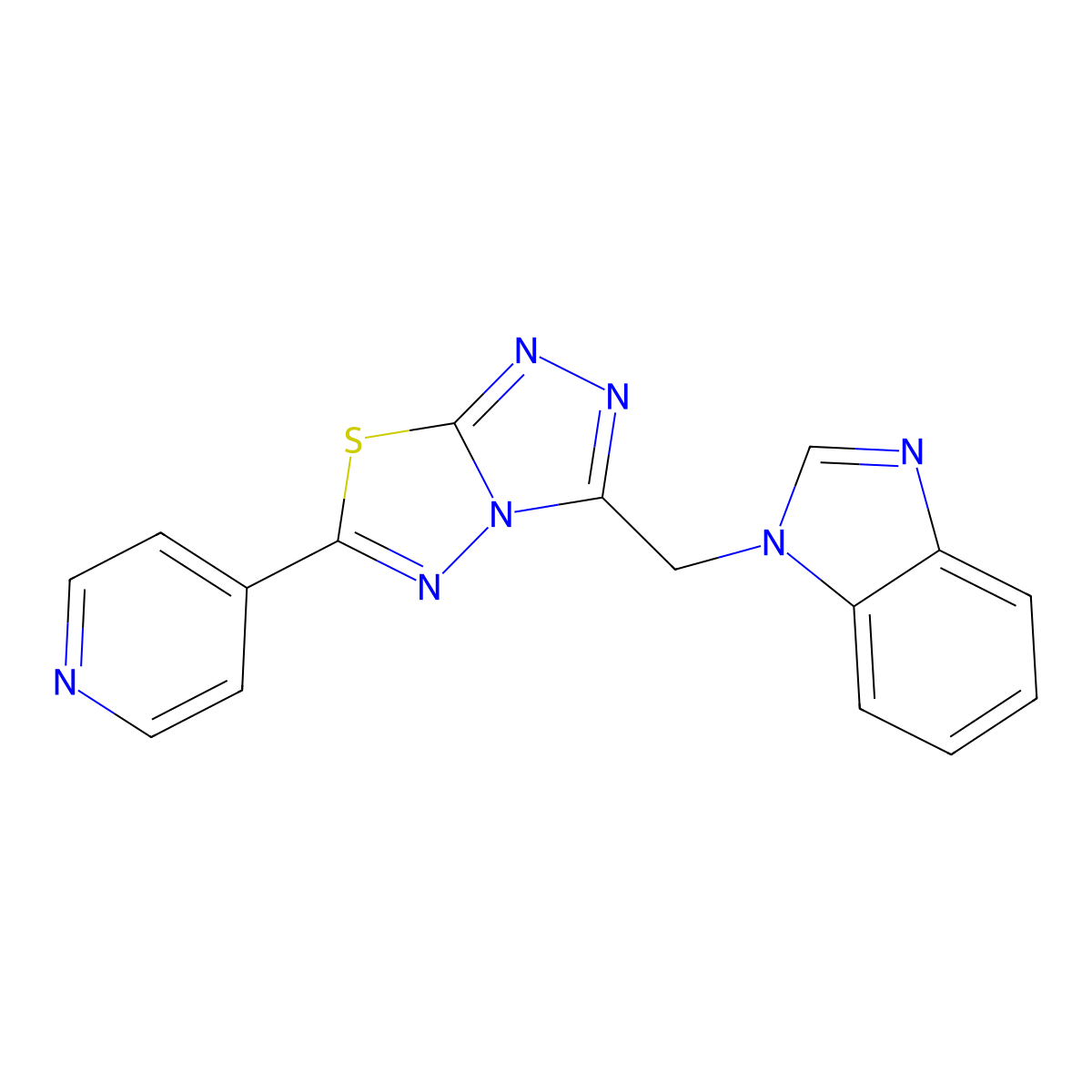3-(Benzimidazol-1-ylmethyl)-6-pyridin-4-yl-[1,2,4]triazolo[3,4-b][1,3,4]thiadiazole molecular structure, CAS 825605-21-8