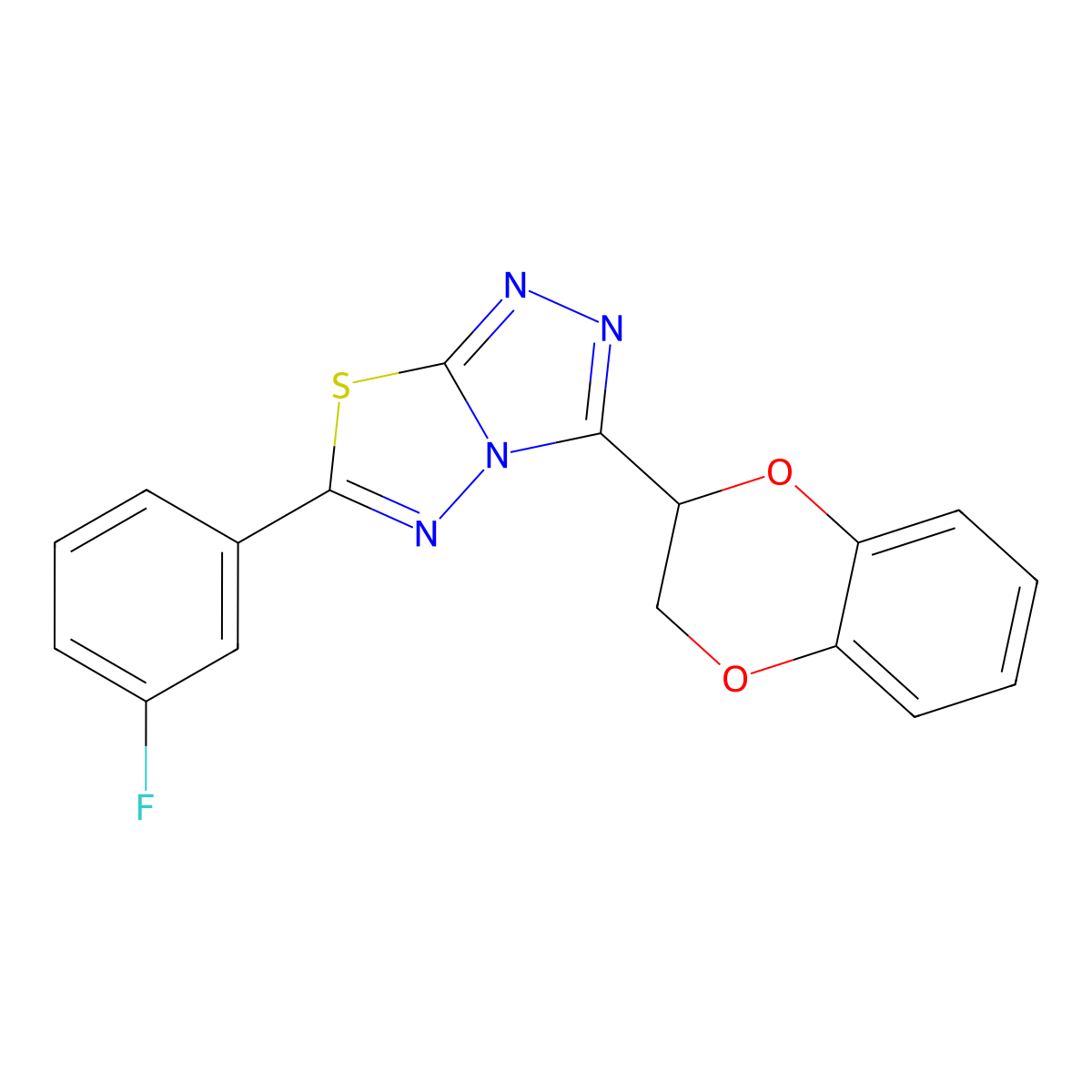 3-(2,3-Dihydro-1,4-benzodioxin-2-yl)-6-(3-fluorophenyl)[1,2,4]triazolo[3,4-b][1,3,4]thiadiazole molecular structure, CAS 825605-24-1