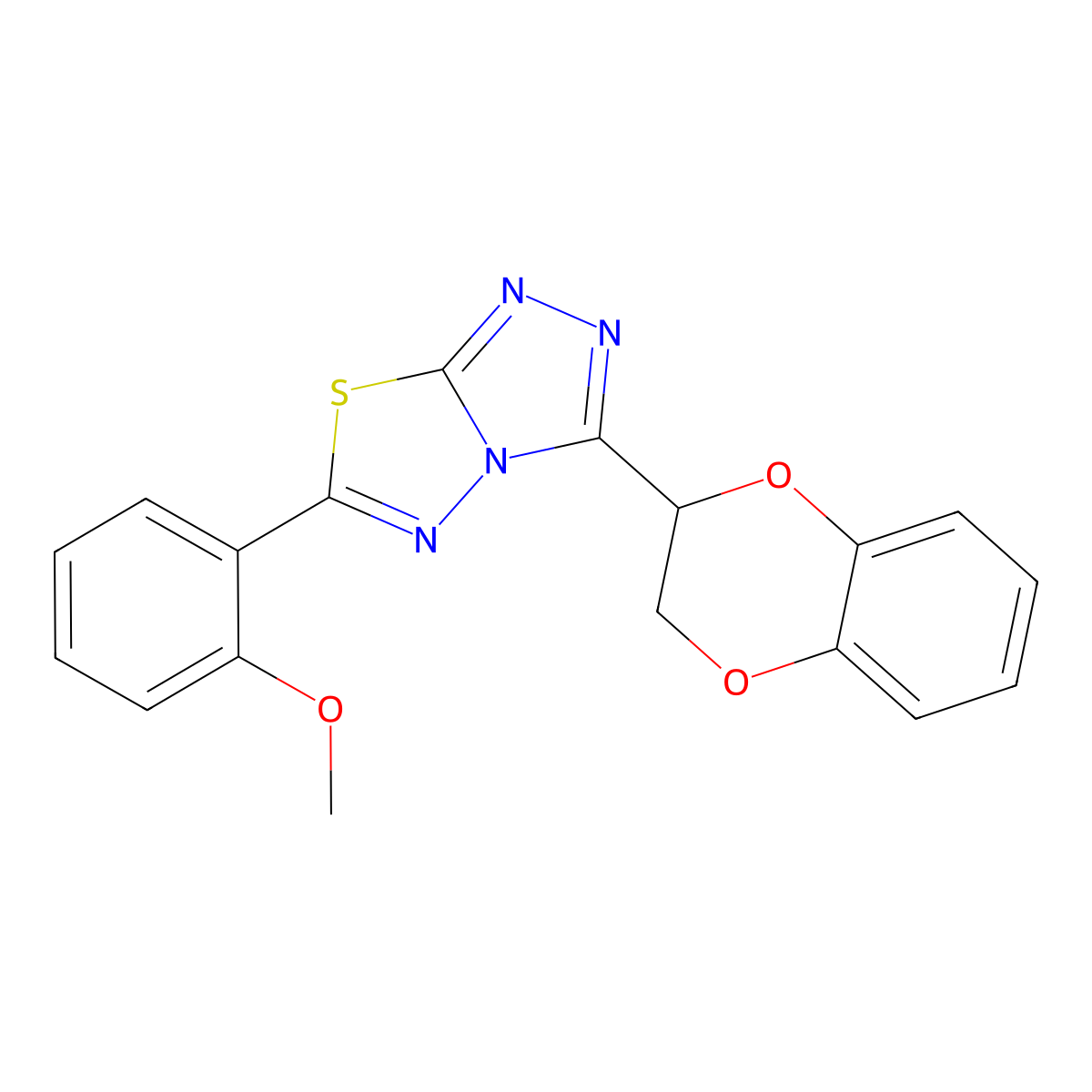 3-(2,3-Dihydro-1,4-benzodioxin-3-yl)-6-(2-methoxyphenyl)-[1,2,4]triazolo[3,4-b][1,3,4]thiadiazole molecular structure, CAS 825605-26-3