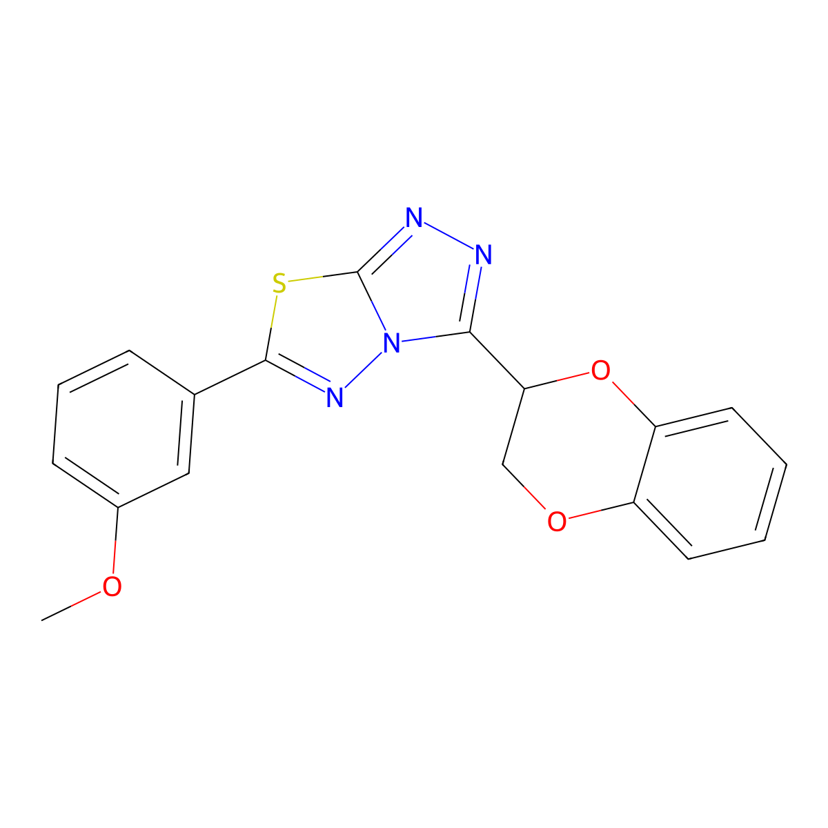 3-(2,3-Dihydro-1,4-benzodioxin-3-yl)-6-(3-methoxyphenyl)-[1,2,4]triazolo[3,4-b][1,3,4]thiadiazole molecular structure, CAS 825605-27-4