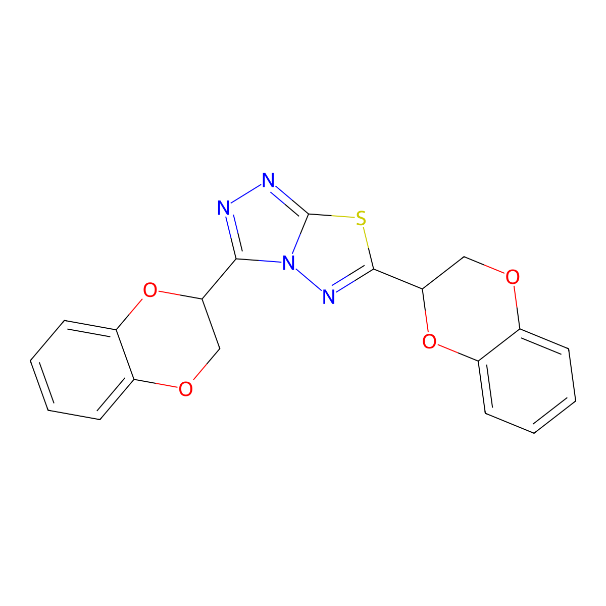3,6-Di(2,3-dihydro-1,4-benzodioxin-2-yl)[1,2,4]triazolo[3,4-b][1,3,4]thiadiazole molecular structure, CAS 825605-38-7