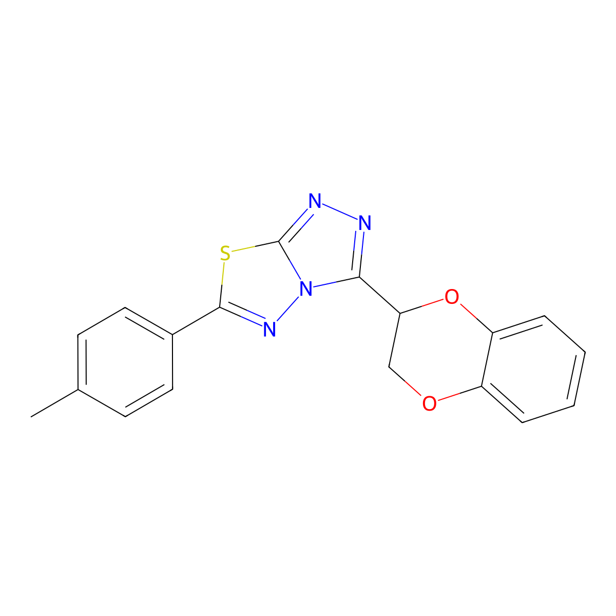 3-(2,3-Dihydro-1,4-benzodioxin-2-yl)-6-(4-methylphenyl)[1,2,4]triazolo[3,4-b][1,3,4]thiadiazole molecular structure, CAS 825605-42-3