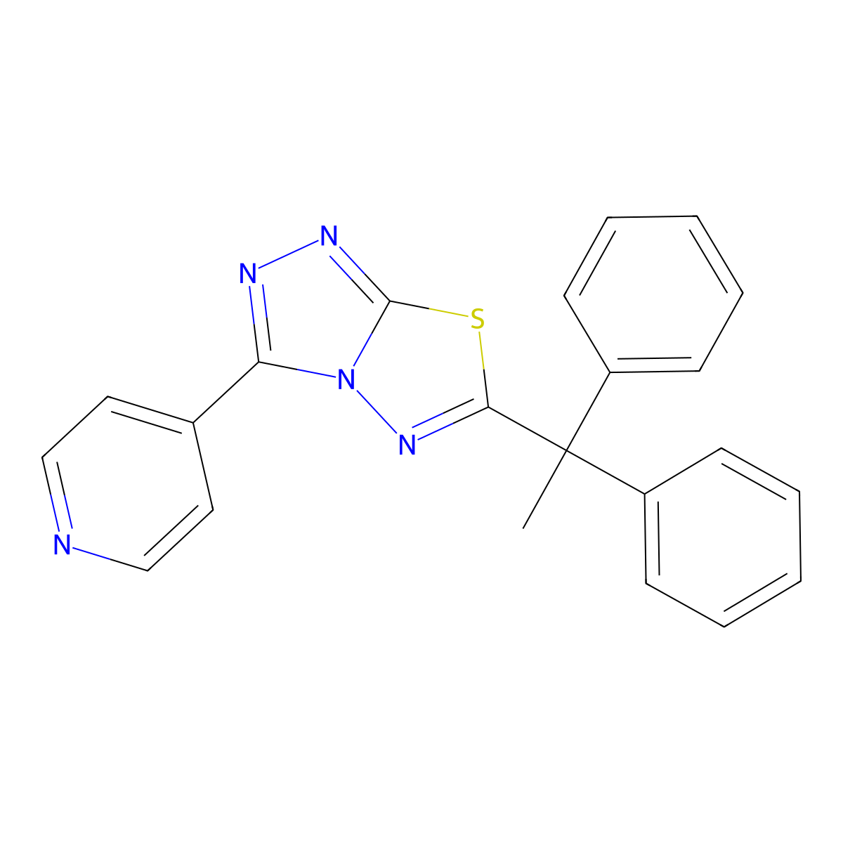 6-(1,1-Diphenylethyl)-3-pyridin-4-yl-[1,2,4]triazolo[3,4-b][1,3,4]thiadiazole molecular structure, CAS 825605-45-6