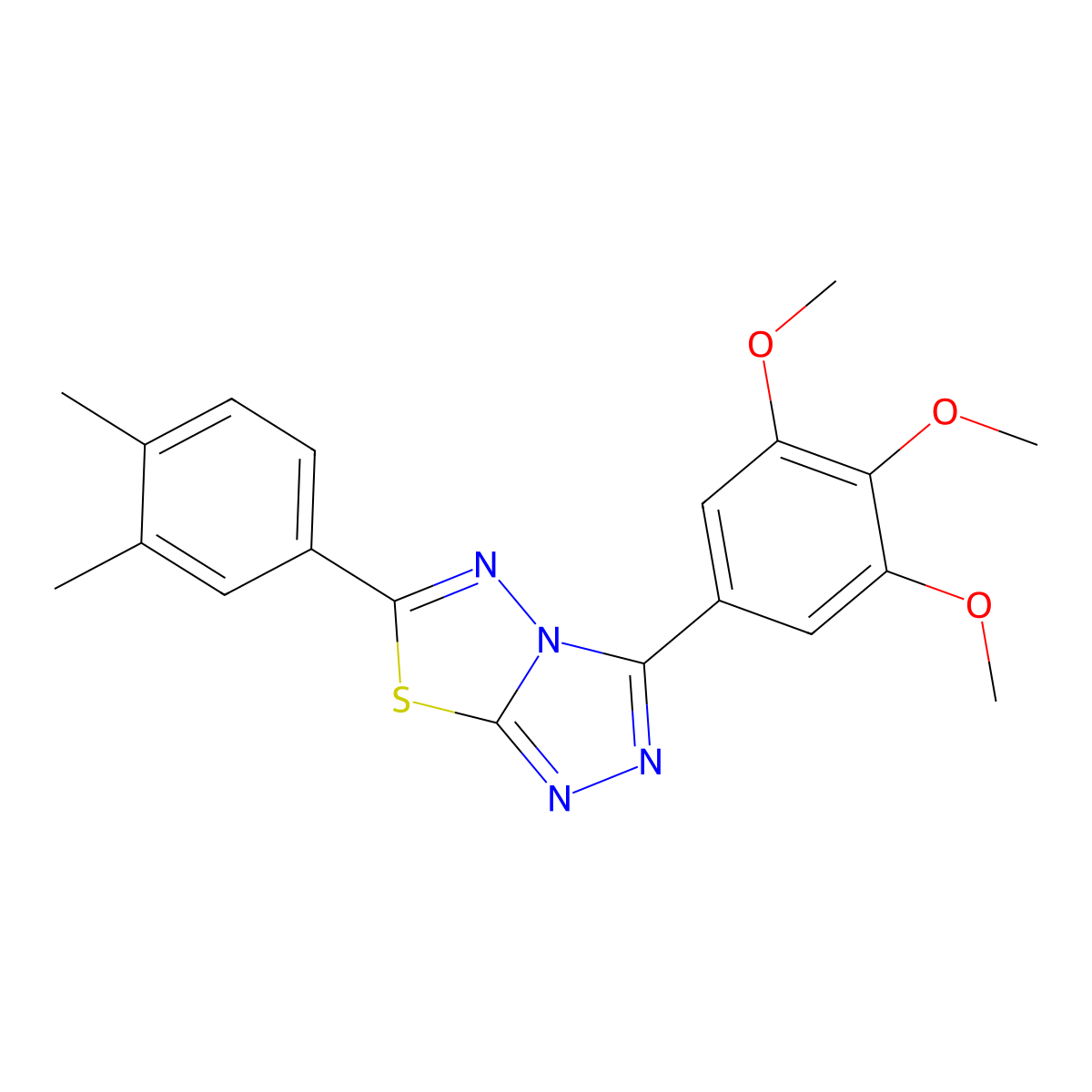 6-(3,4-Dimethylphenyl)-3-(3,4,5-trimethoxyphenyl)-[1,2,4]triazolo[3,4-b][1,3,4]thiadiazole molecular structure, CAS 825605-47-8