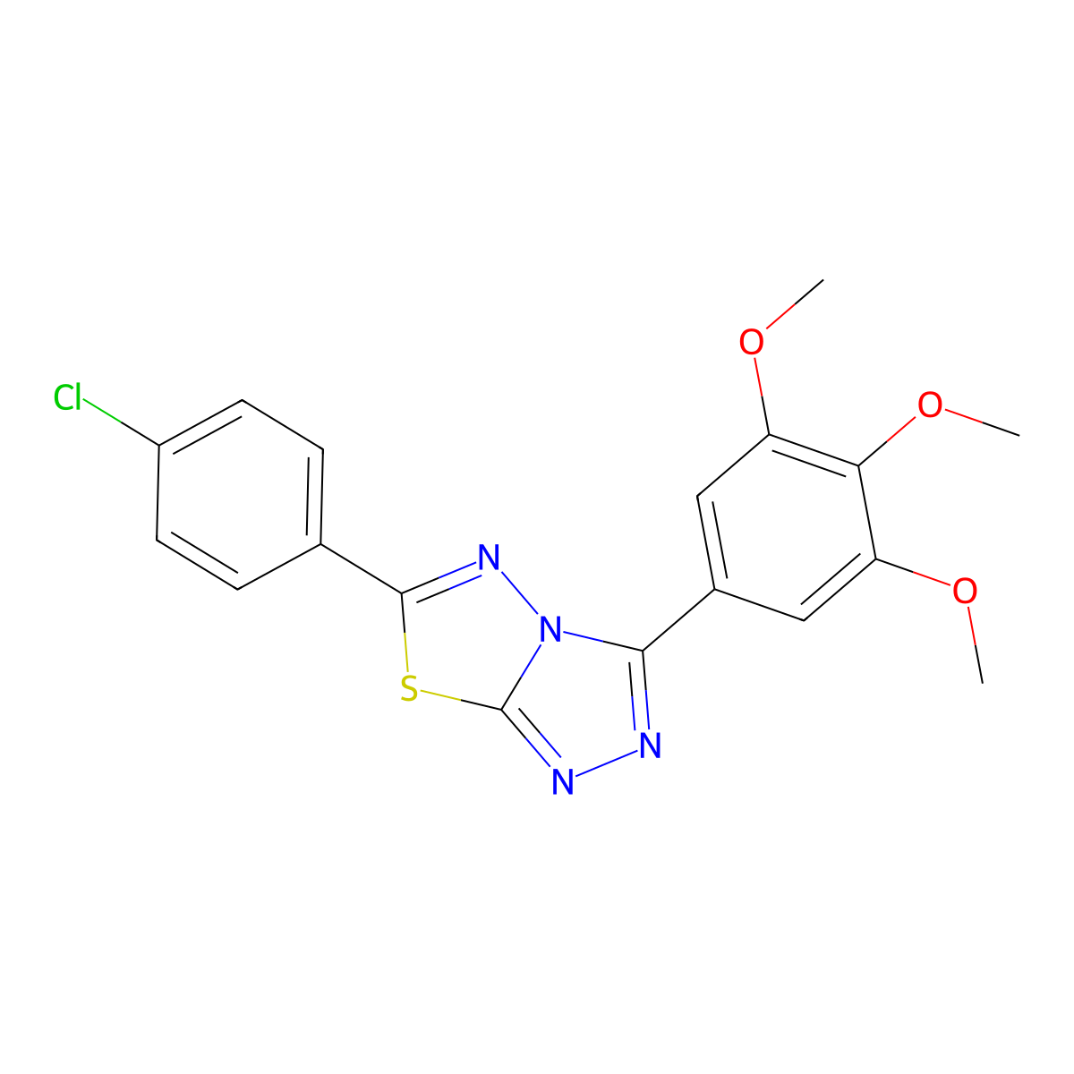 6-(4-Chlorophenyl)-3-(3,4,5-trimethoxyphenyl)-[1,2,4]triazolo[3,4-b][1,3,4]thiadiazole molecular structure, CAS 825605-50-3