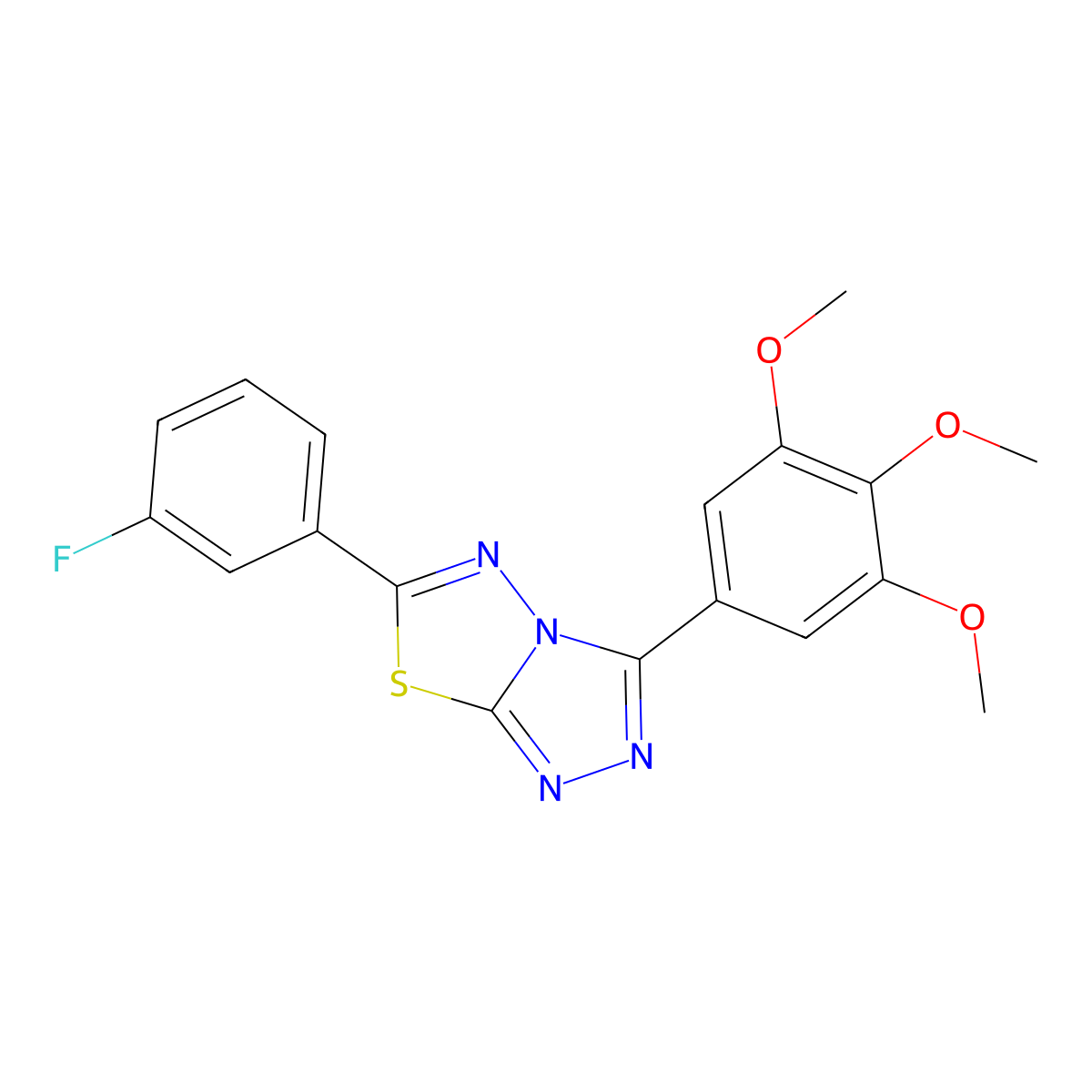 6-(3-Fluorophenyl)-3-(3,4,5-trimethoxyphenyl)-[1,2,4]triazolo[3,4-b][1,3,4]thiadiazole molecular structure, CAS 825605-51-4