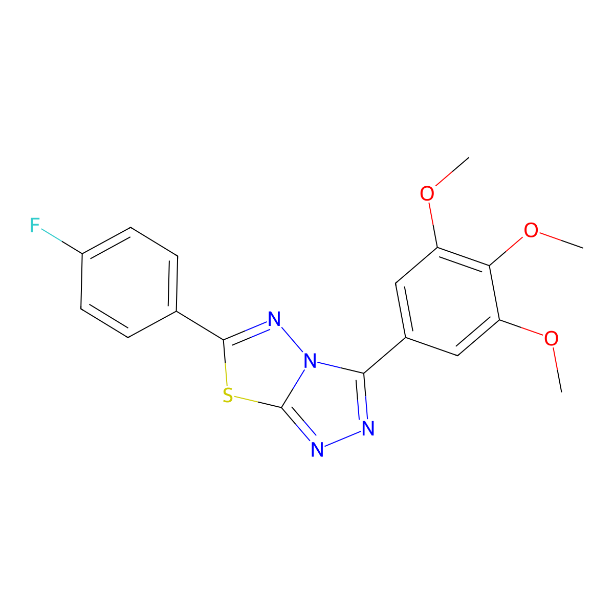 6-(4-Fluorophenyl)-3-(3,4,5-trimethoxyphenyl)[1,2,4]triazolo[3,4-b][1,3,4]thiadiazole molecular structure, CAS 825605-52-5