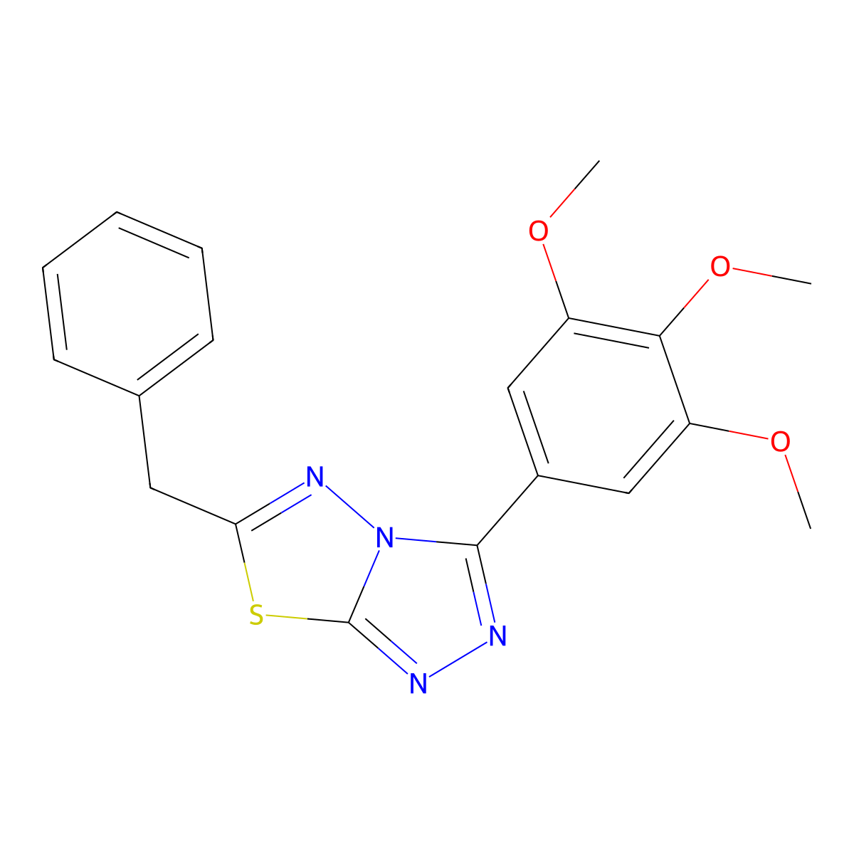 6-Benzyl-3-(3,4,5-trimethoxyphenyl)-[1,2,4]triazolo[3,4-b][1,3,4]thiadiazole molecular structure, CAS 825605-53-6