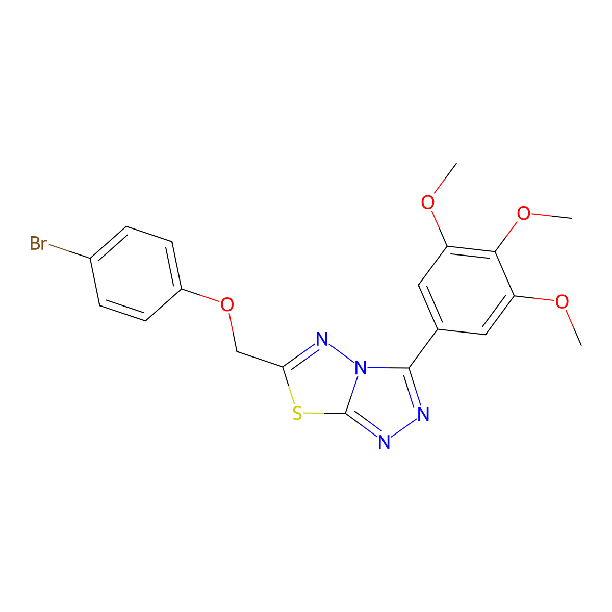 6-[(4-Bromophenoxy)methyl]-3-(3,4,5-trimethoxyphenyl)[1,2,4]triazolo[3,4-b][1,3,4]thiadiazole molecular structure, CAS 825605-55-8