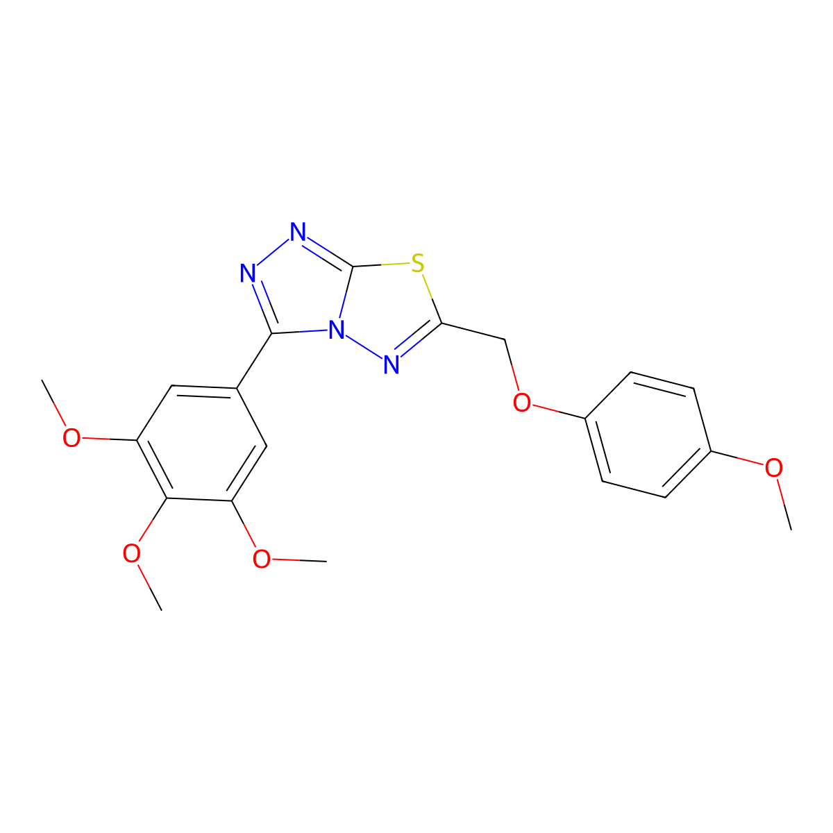 6-[(4-Methoxyphenoxy)methyl]-3-(3,4,5-trimethoxyphenyl)[1,2,4]triazolo[3,4-b][1,3,4]thiadiazole molecular structure, CAS 825605-58-1