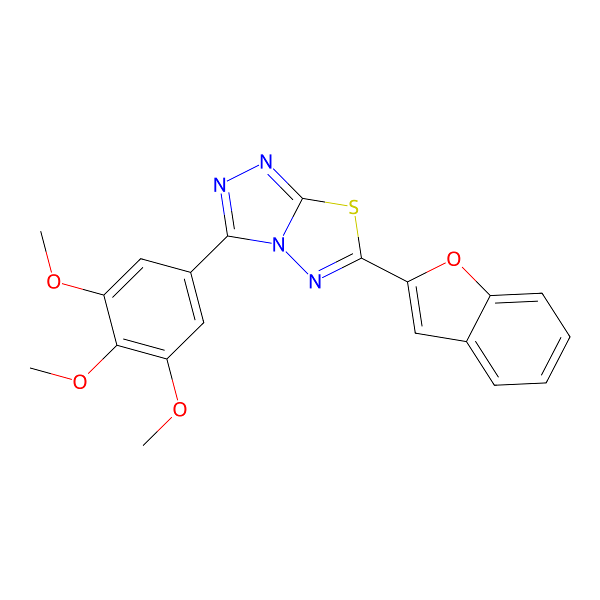 6-(1-Benzofuran-2-yl)-3-(3,4,5-trimethoxyphenyl)-[1,2,4]triazolo[3,4-b][1,3,4]thiadiazole molecular structure, CAS 825605-63-8