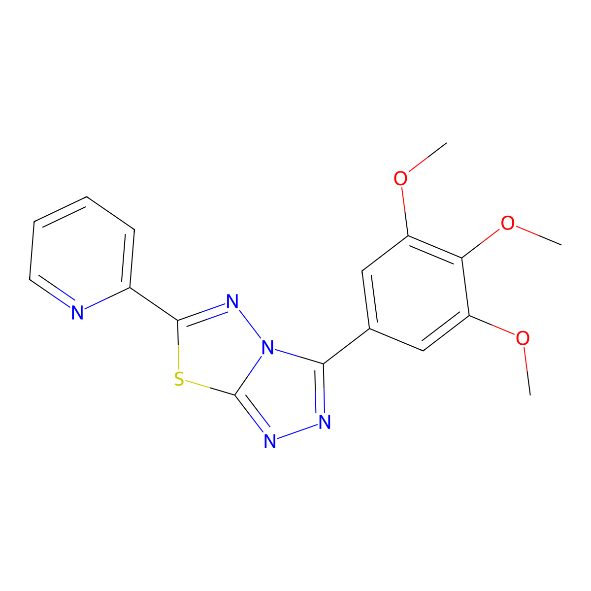 6-Pyridin-2-yl-3-(3,4,5-trimethoxyphenyl)-[1,2,4]triazolo[3,4-b][1,3,4]thiadiazole molecular structure, CAS 825605-64-9