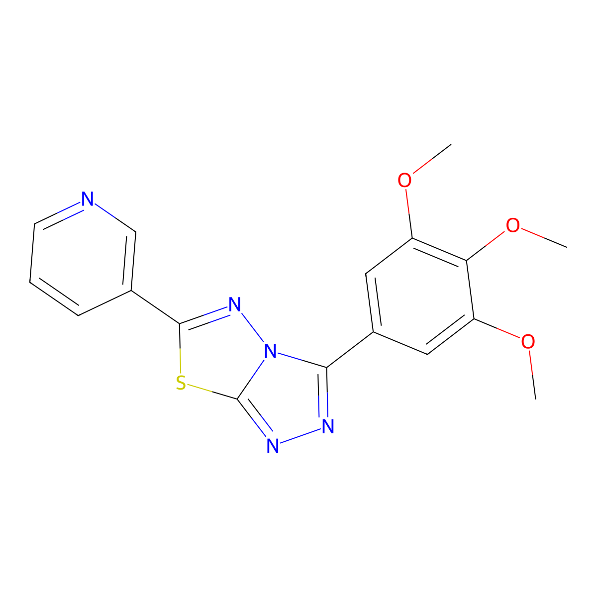 6-Pyridin-3-yl-3-(3,4,5-trimethoxyphenyl)-[1,2,4]triazolo[3,4-b][1,3,4]thiadiazole molecular structure, CAS 825605-65-0
