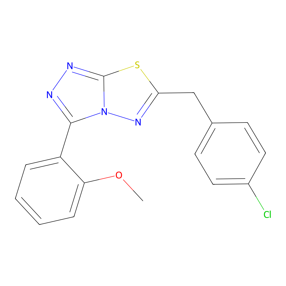 6-[(4-Chlorophenyl)methyl]-3-(2-methoxyphenyl)-[1,2,4]triazolo[3,4-b][1,3,4]thiadiazole molecular structure, CAS 825605-67-2