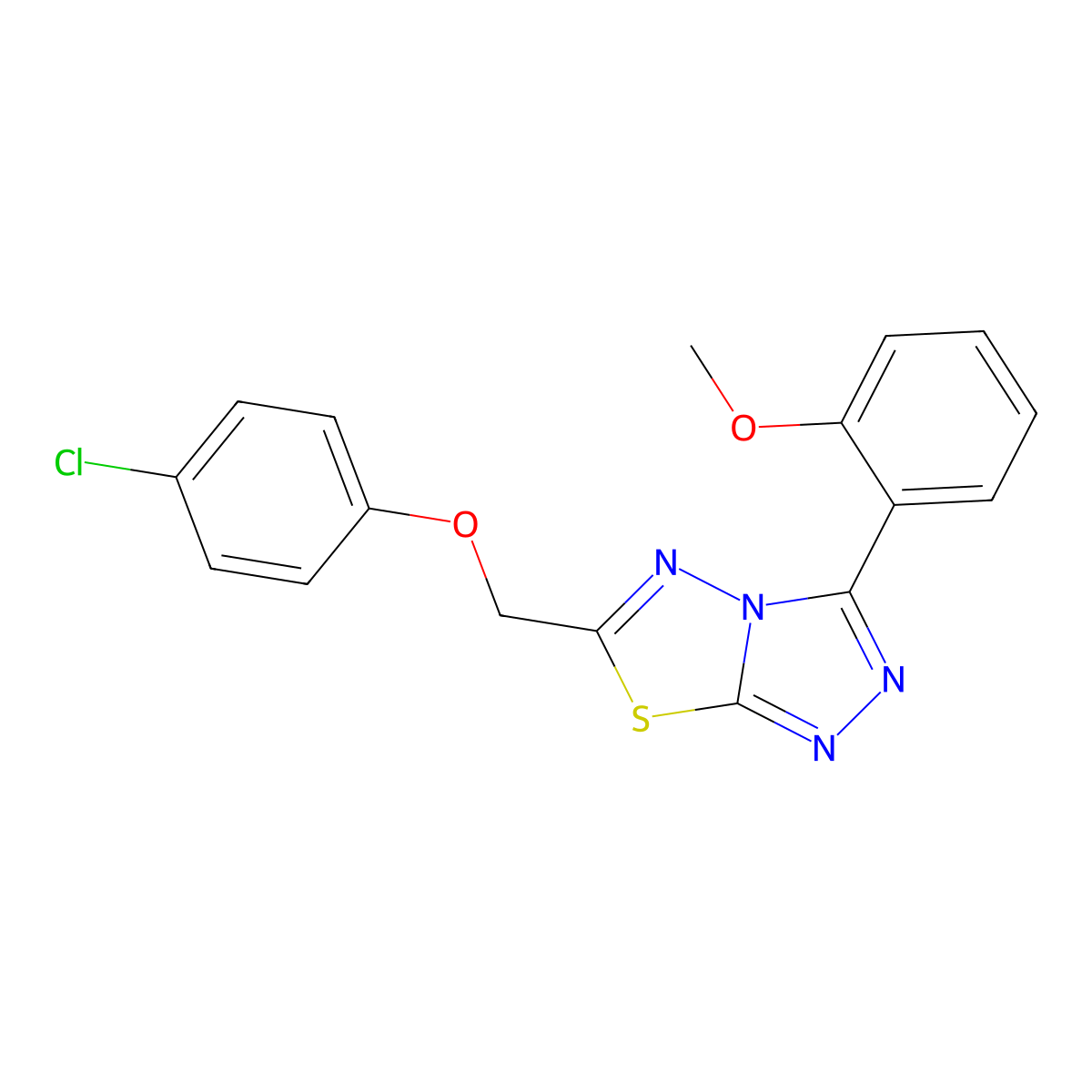 6-[(4-Chlorophenoxy)methyl]-3-(2-methoxyphenyl)[1,2,4]triazolo[3,4-b][1,3,4]thiadiazole molecular structure, CAS 825605-71-8