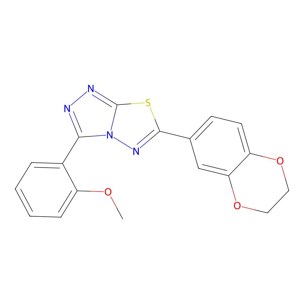 6-(2,3-Dihydro-1,4-benzodioxin-6-yl)-3-(2-methoxyphenyl)-[1,2,4]triazolo[3,4-b][1,3,4]thiadiazole molecular structure, CAS 825605-77-4