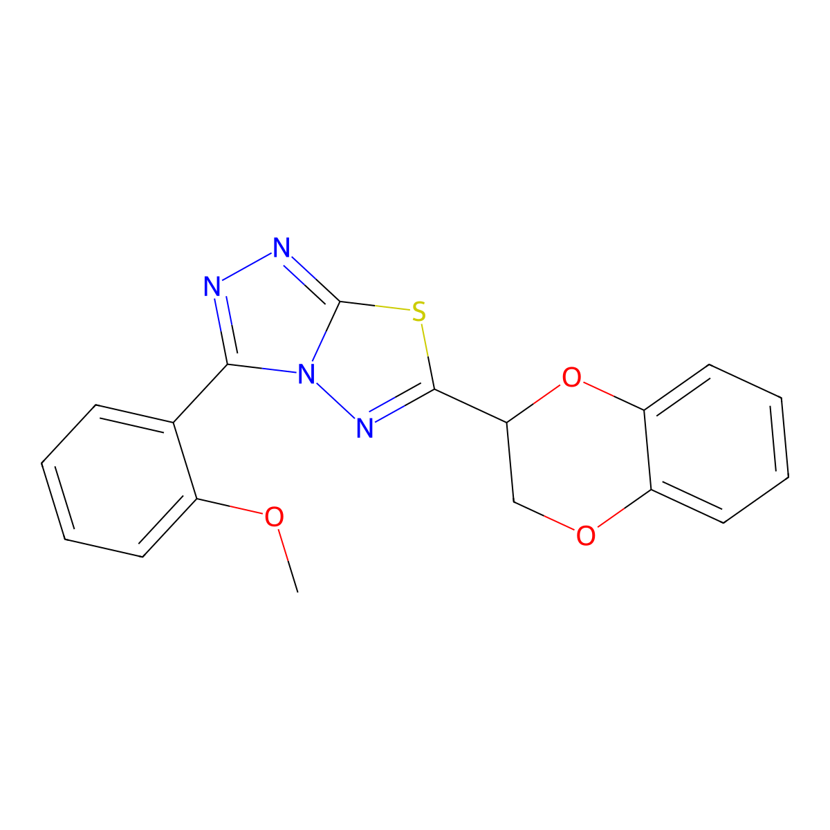 6-(2,3-Dihydro-1,4-benzodioxin-3-yl)-3-(2-methoxyphenyl)-[1,2,4]triazolo[3,4-b][1,3,4]thiadiazole molecular structure, CAS 825605-78-5