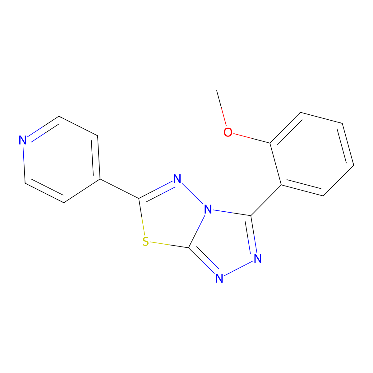 3-(2-Methoxyphenyl)-6-pyridin-4-yl-[1,2,4]triazolo[3,4-b][1,3,4]thiadiazole molecular structure, CAS 825605-80-9