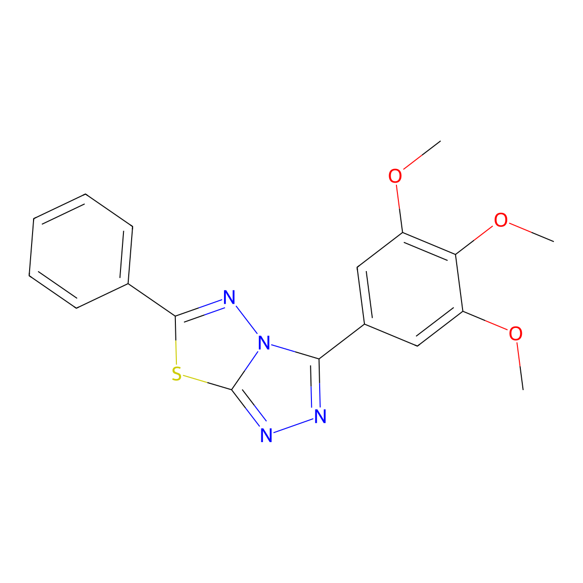 6-Phenyl-3-(3,4,5-trimethoxyphenyl)-[1,2,4]triazolo[3,4-b][1,3,4]thiadiazole molecular structure, CAS 825605-83-2