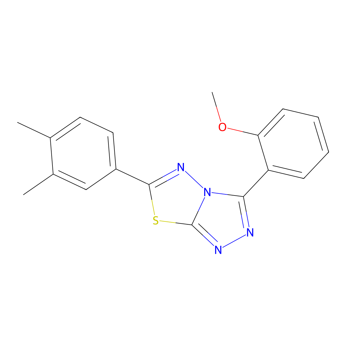 6-(3,4-Dimethylphenyl)-3-(2-methoxyphenyl)-[1,2,4]triazolo[3,4-b][1,3,4]thiadiazole molecular structure, CAS 825605-85-4