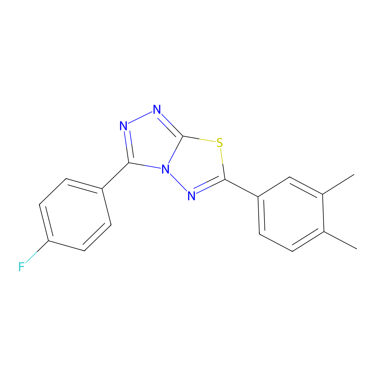 6-(3,4-Dimethylphenyl)-3-(4-fluorophenyl)[1,2,4]triazolo[3,4-b][1,3,4]thiadiazole molecular structure, CAS 825605-91-2