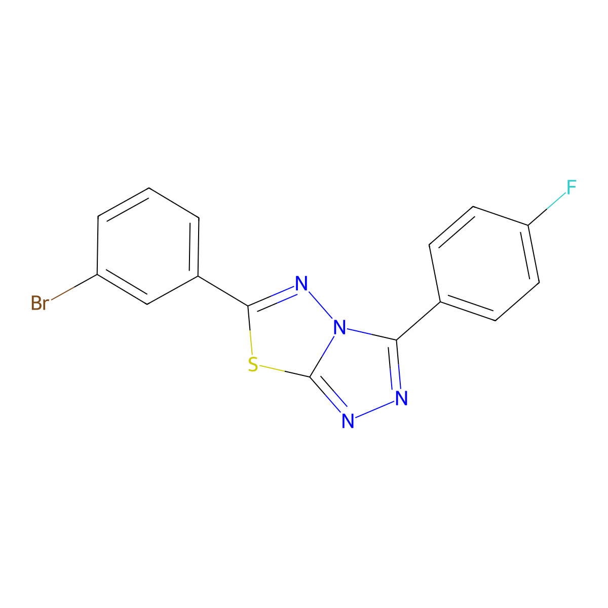 6-(3-Bromophenyl)-3-(4-fluorophenyl)[1,2,4]triazolo[3,4-b][1,3,4]thiadiazole molecular structure, CAS 825605-93-4