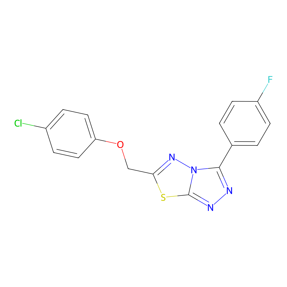 6-[(4-Chlorophenoxy)methyl]-3-(4-fluorophenyl)-[1,2,4]triazolo[3,4-b][1,3,4]thiadiazole molecular structure, CAS 825606-03-9