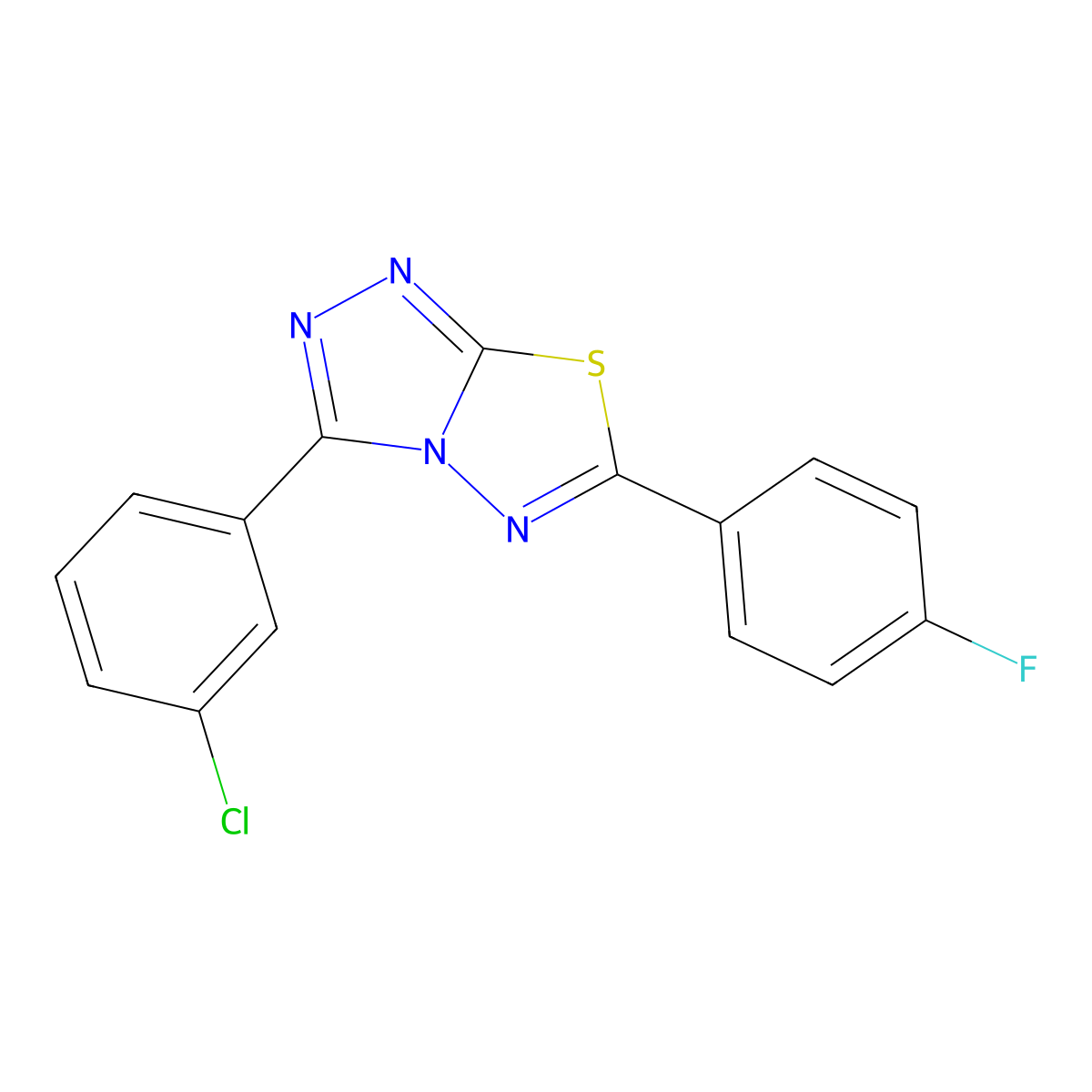 3-(3-Chlorophenyl)-6-(4-fluorophenyl)[1,2,4]triazolo[3,4-b][1,3,4]thiadiazole molecular structure, CAS 825606-11-9
