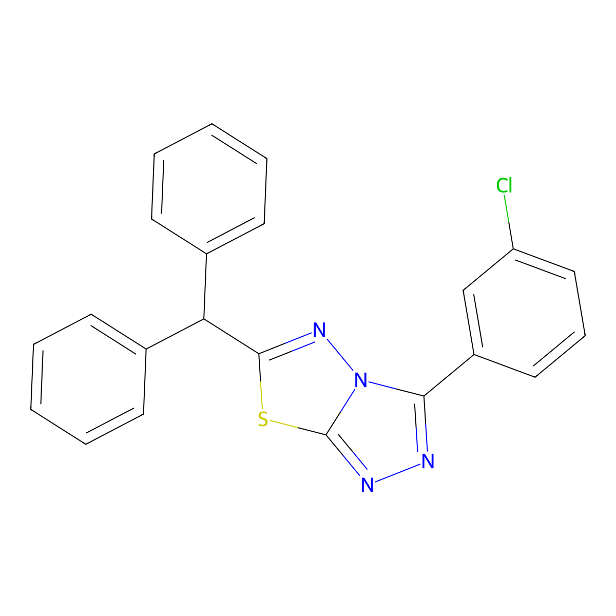 6-Benzhydryl-3-(3-chlorophenyl)-[1,2,4]triazolo[3,4-b][1,3,4]thiadiazole molecular structure, CAS 825606-14-2