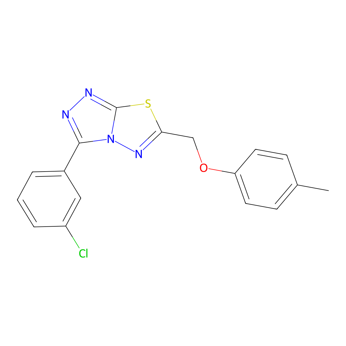 3-(3-Chlorophenyl)-6-[(4-methylphenoxy)methyl]-[1,2,4]triazolo[3,4-b][1,3,4]thiadiazole molecular structure, CAS 825606-16-4