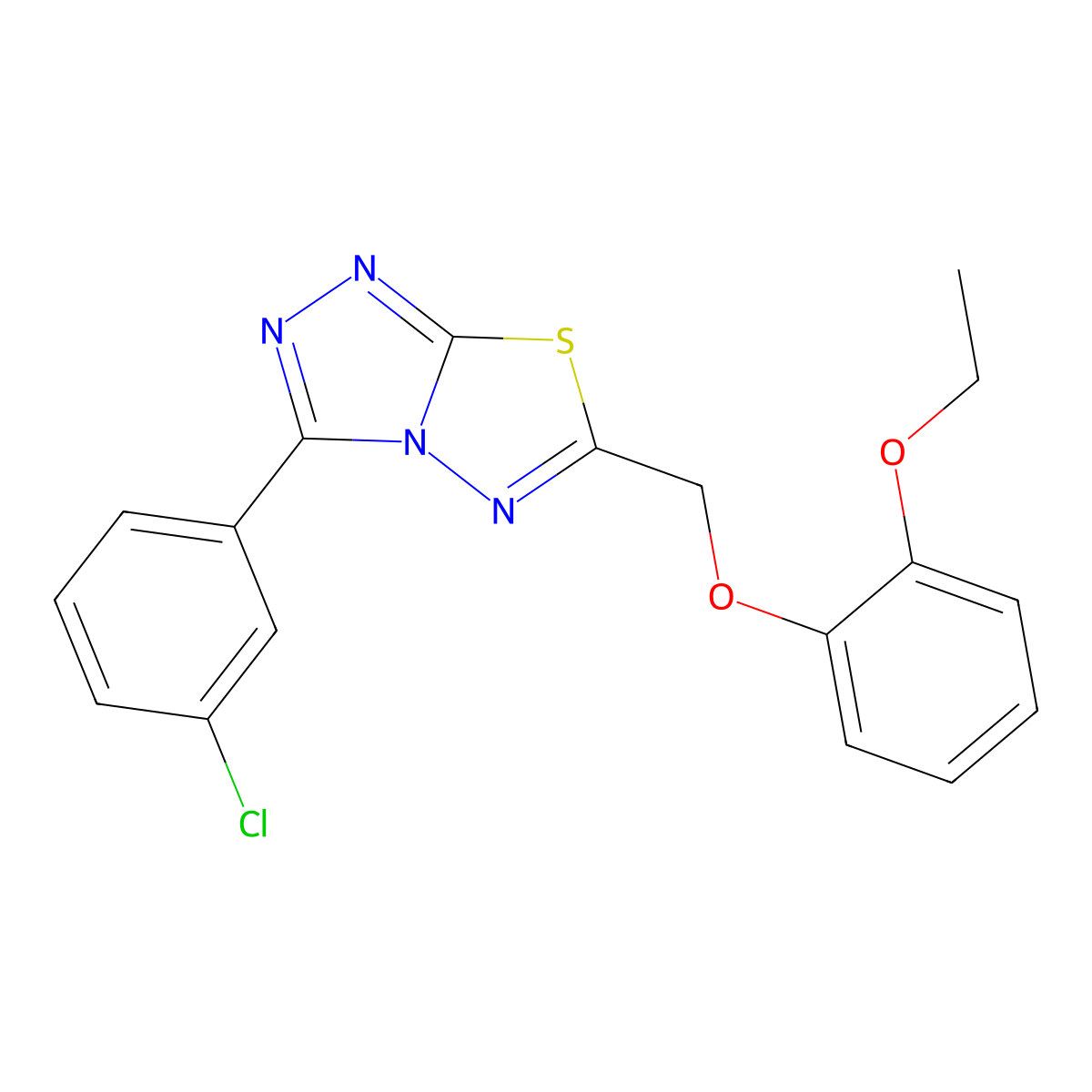 3-(3-Chlorophenyl)-6-[(2-ethoxyphenoxy)methyl][1,2,4]triazolo[3,4-b][1,3,4]thiadiazole molecular structure, CAS 825606-18-6