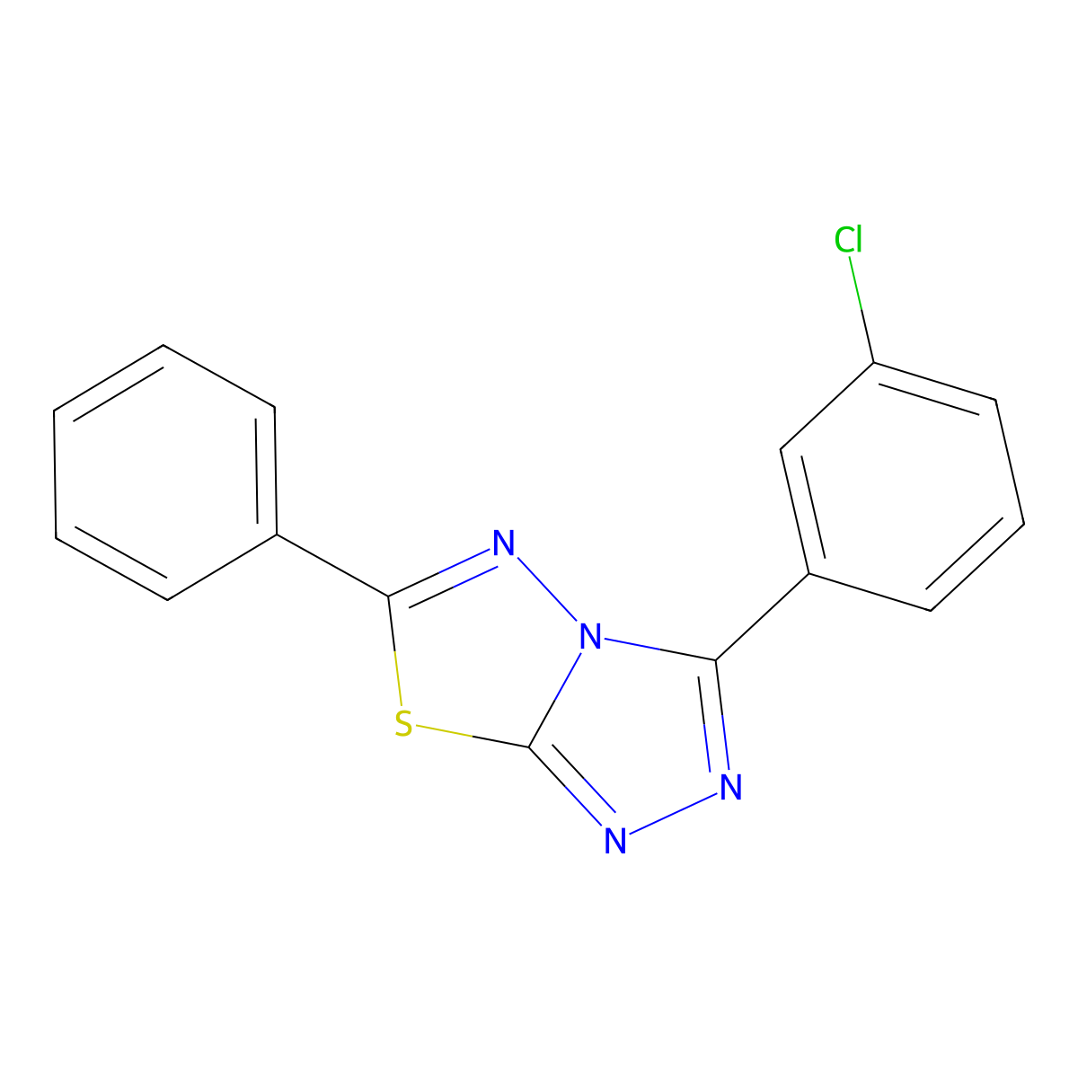 3-(3-Chlorophenyl)-6-phenyl-[1,2,4]triazolo[3,4-b][1,3,4]thiadiazole molecular structure, CAS 825606-25-5