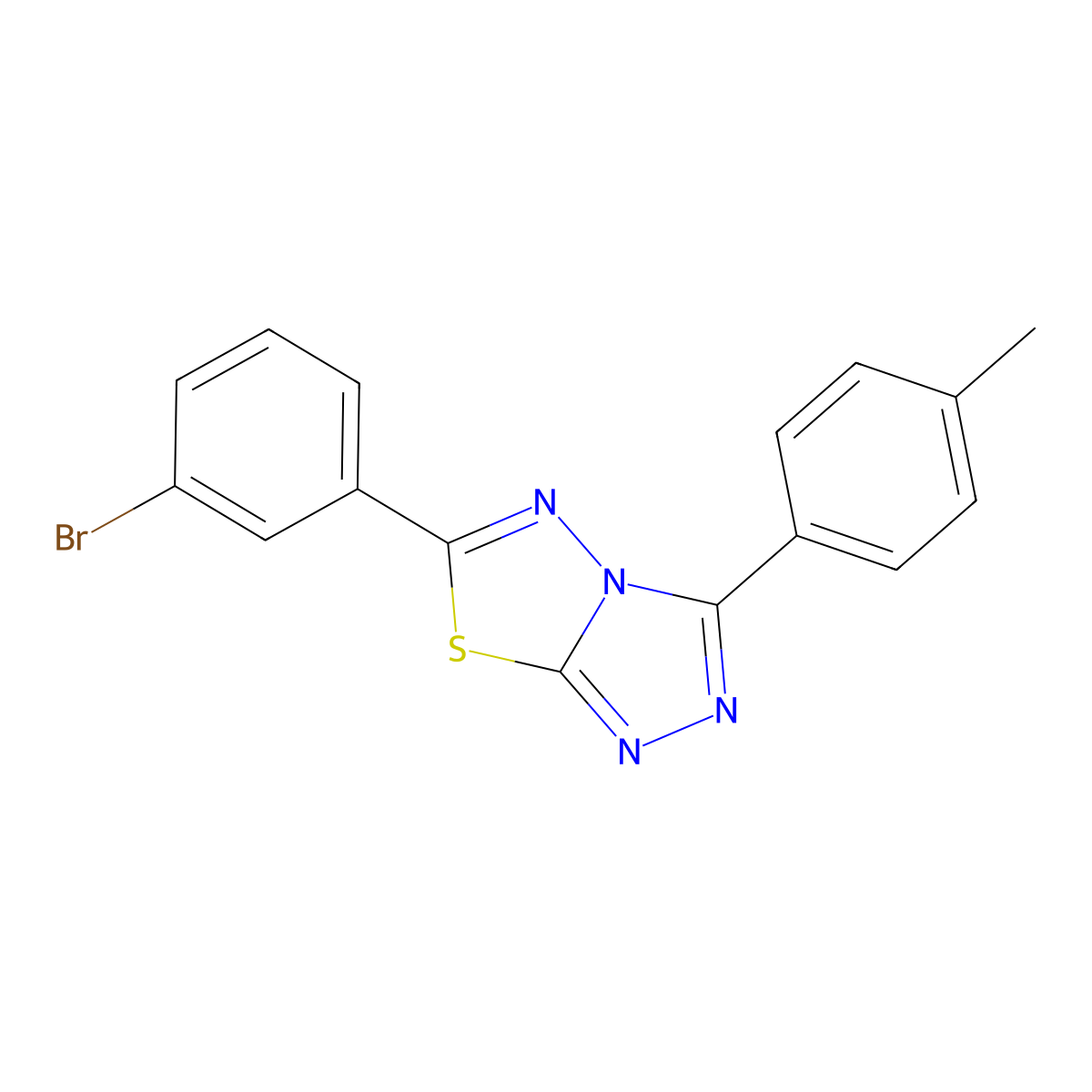 6-(3-Bromophenyl)-3-(4-methylphenyl)[1,2,4]triazolo[3,4-b][1,3,4]thiadiazole molecular structure, CAS 825606-28-8