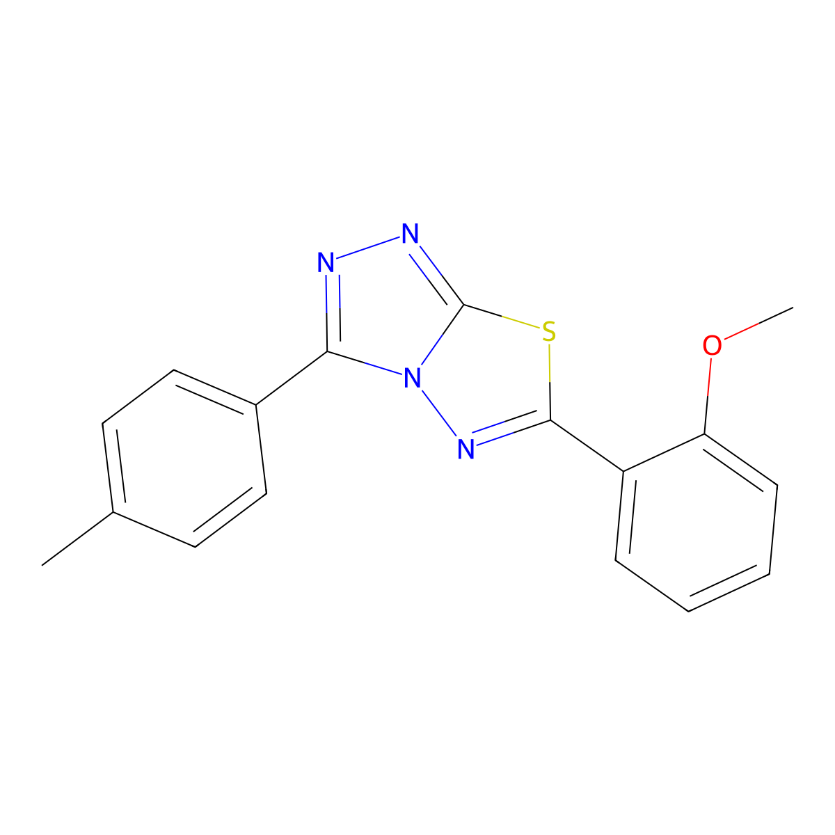 6-(2-Methoxyphenyl)-3-(4-methylphenyl)-[1,2,4]triazolo[3,4-b][1,3,4]thiadiazole molecular structure, CAS 825606-32-4